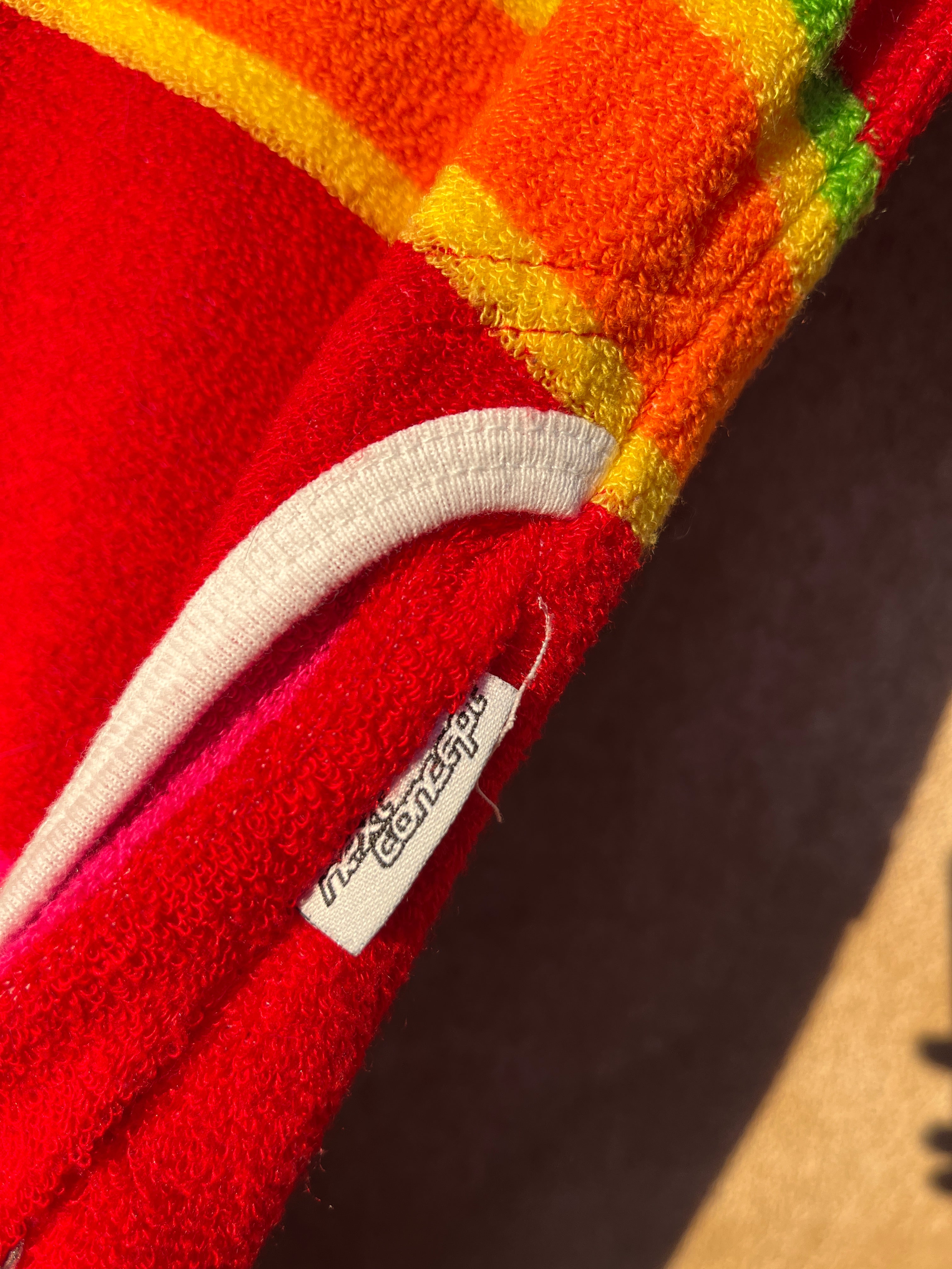 Vintage Rainbow Striped hooded terry cloth dress by Next Concept