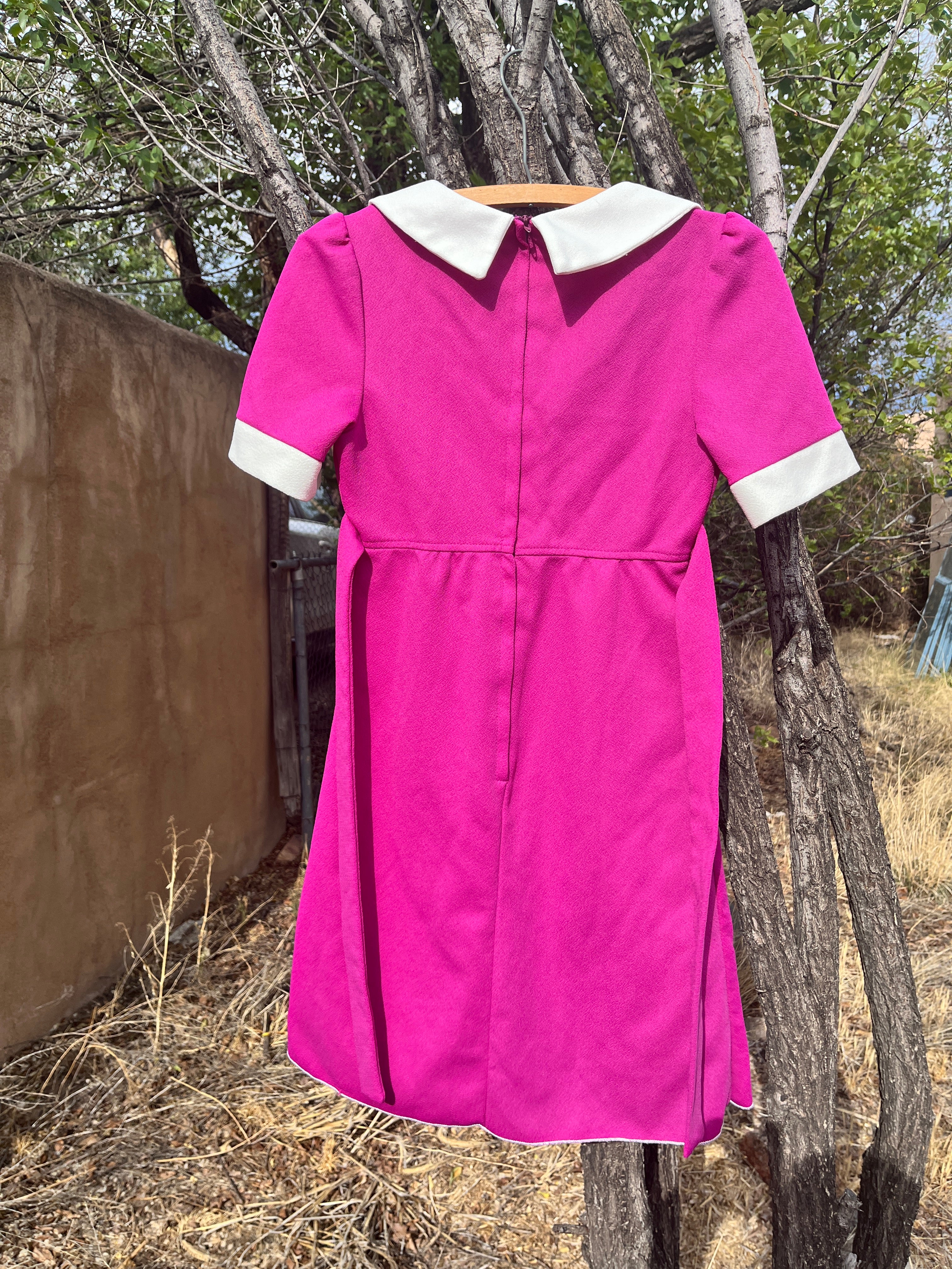 Vintage magenta Peter Pan collar babydoll dress