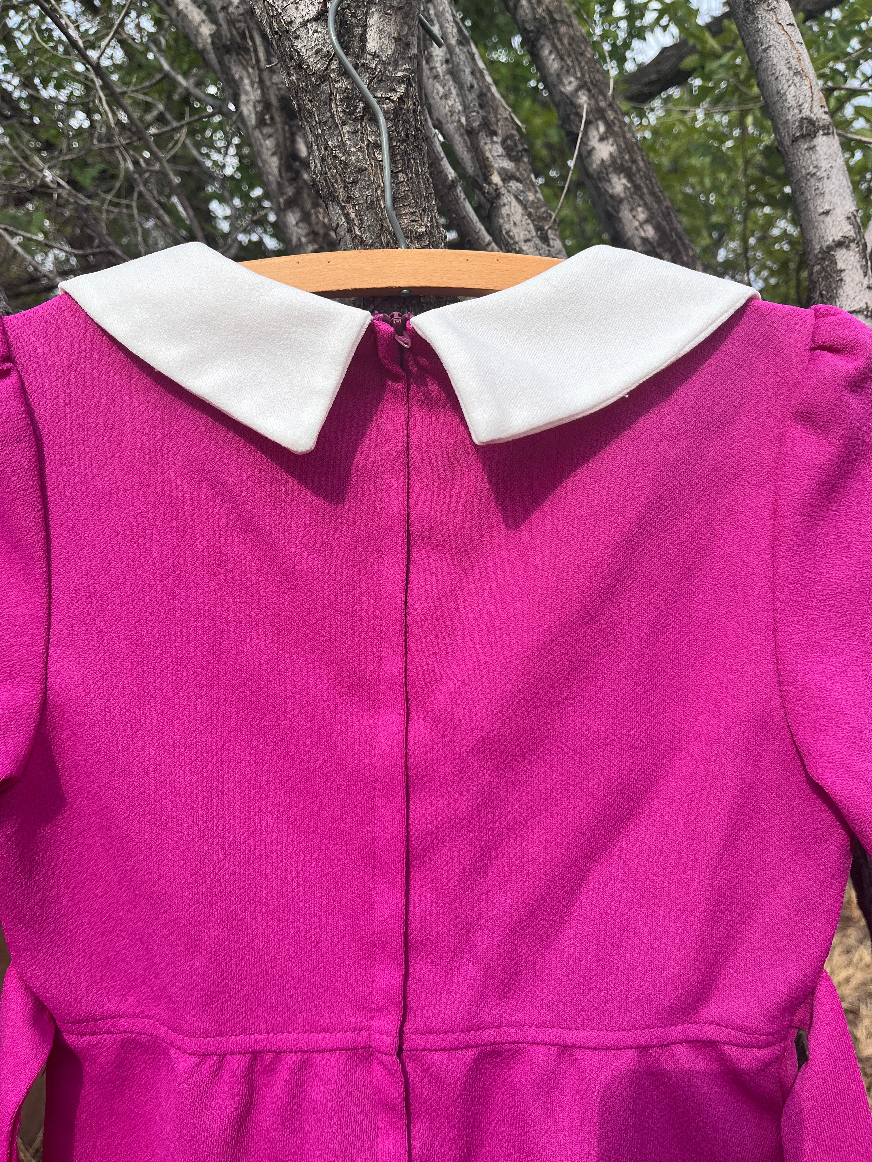 Vintage magenta Peter Pan collar babydoll dress