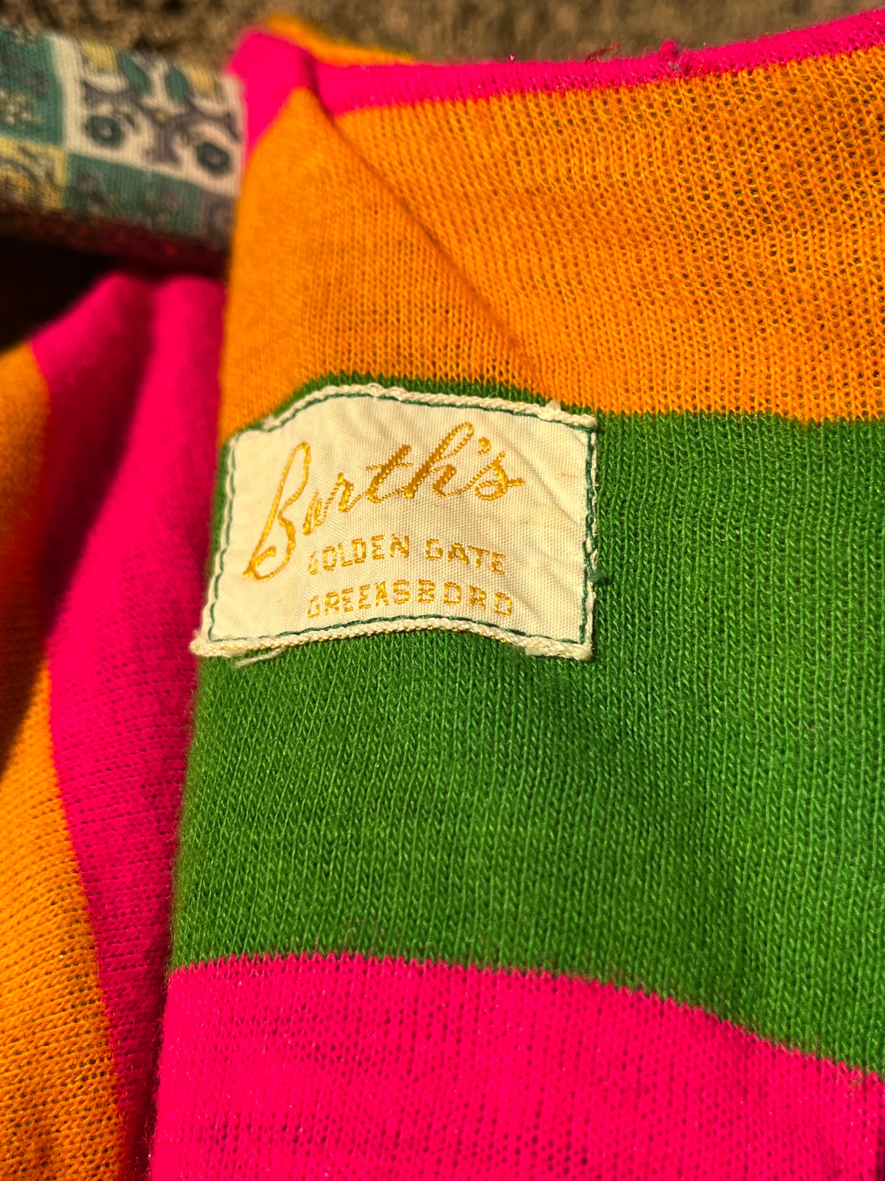 Vintage Fruit Striped 1960s mod dress