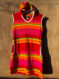 Vintage Rainbow Striped hooded terry cloth dress by Next Concept