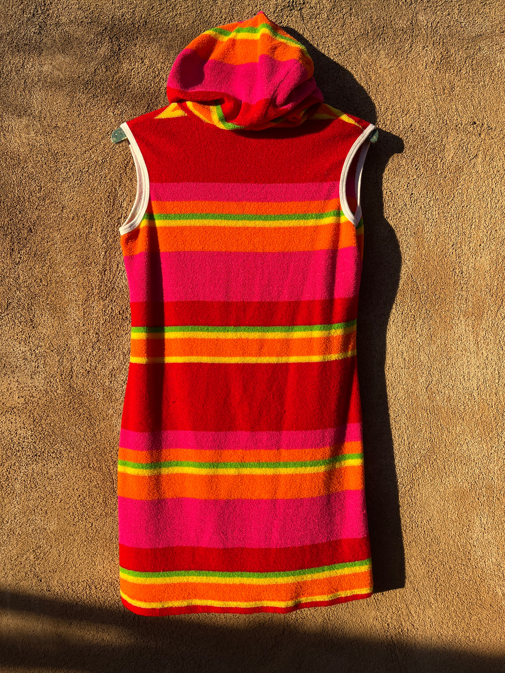 Vintage Rainbow Striped hooded terry cloth dress by Next Concept