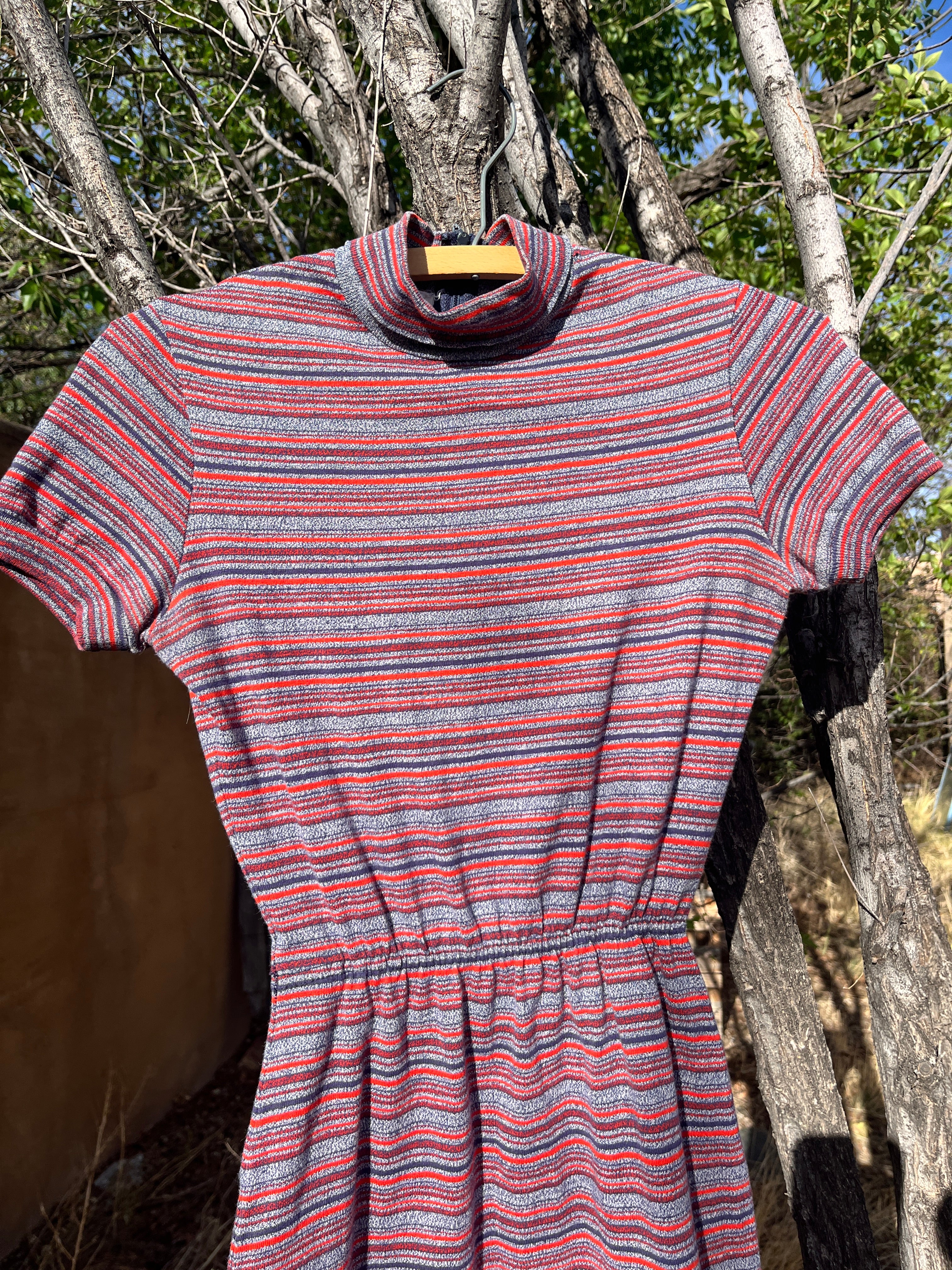 Vintage striped mock neck minidress by Knitique