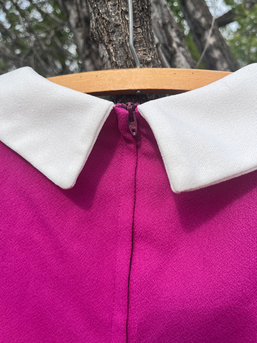 Vintage magenta Peter Pan collar babydoll dress