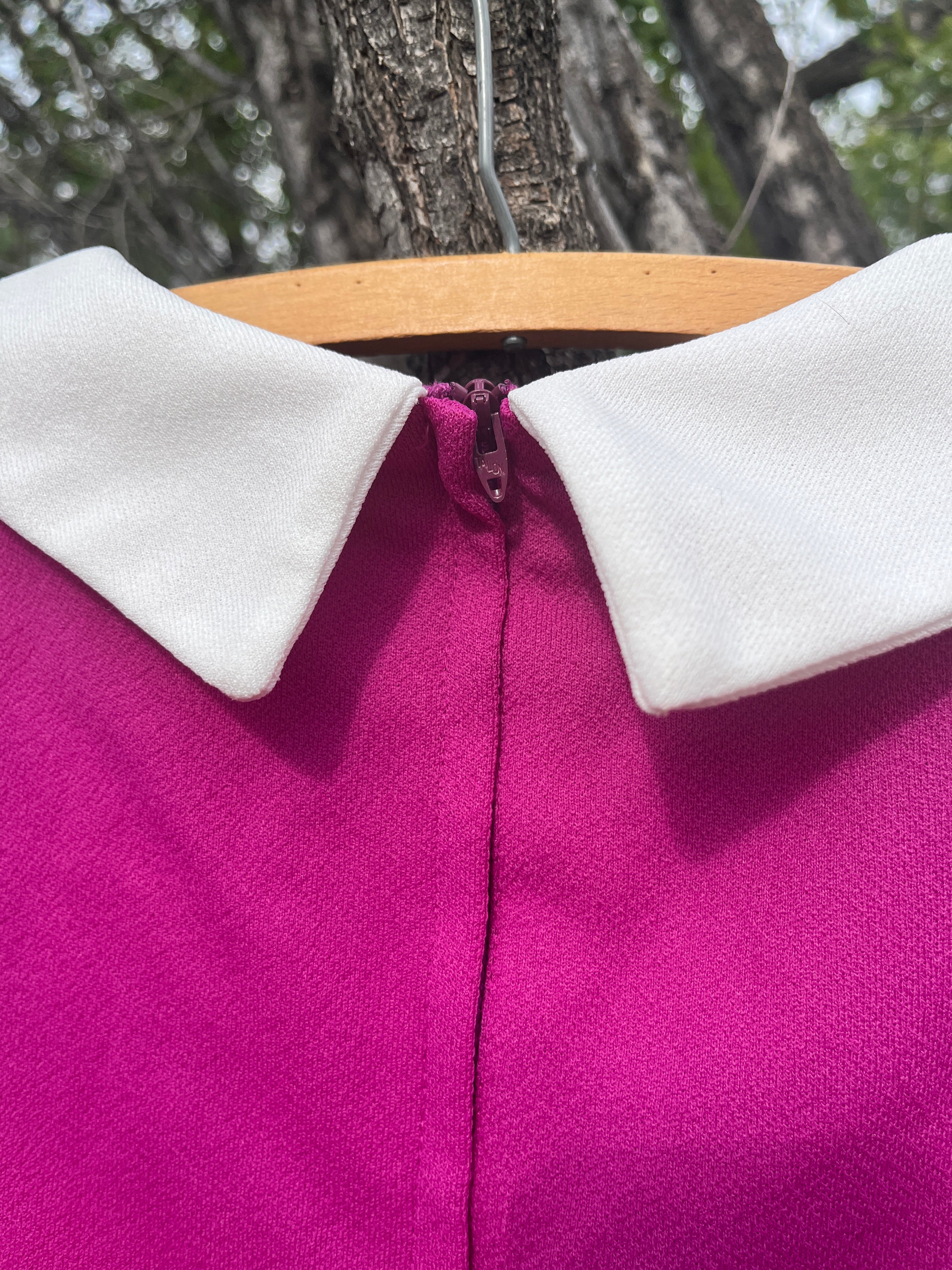 Vintage magenta Peter Pan collar babydoll dress