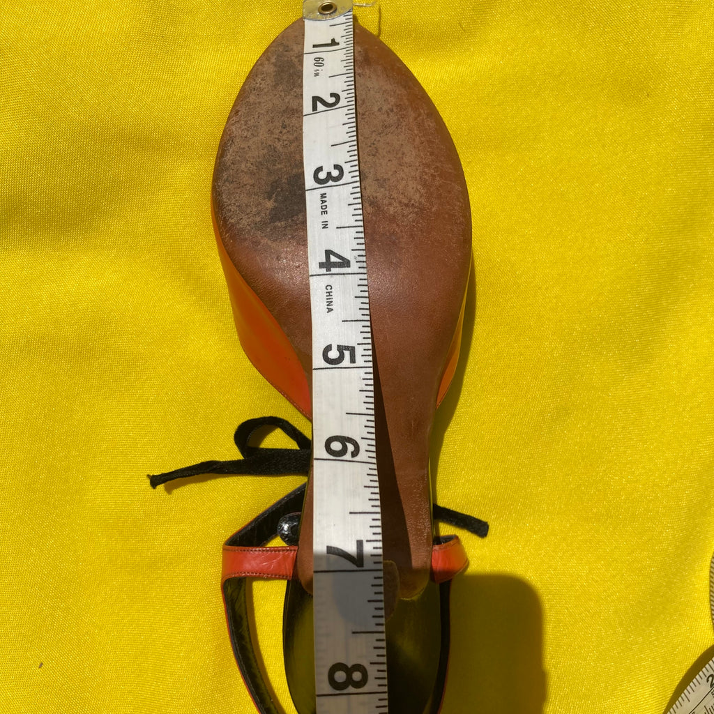 Vintage orange and black Neiman Marcus kitten heels