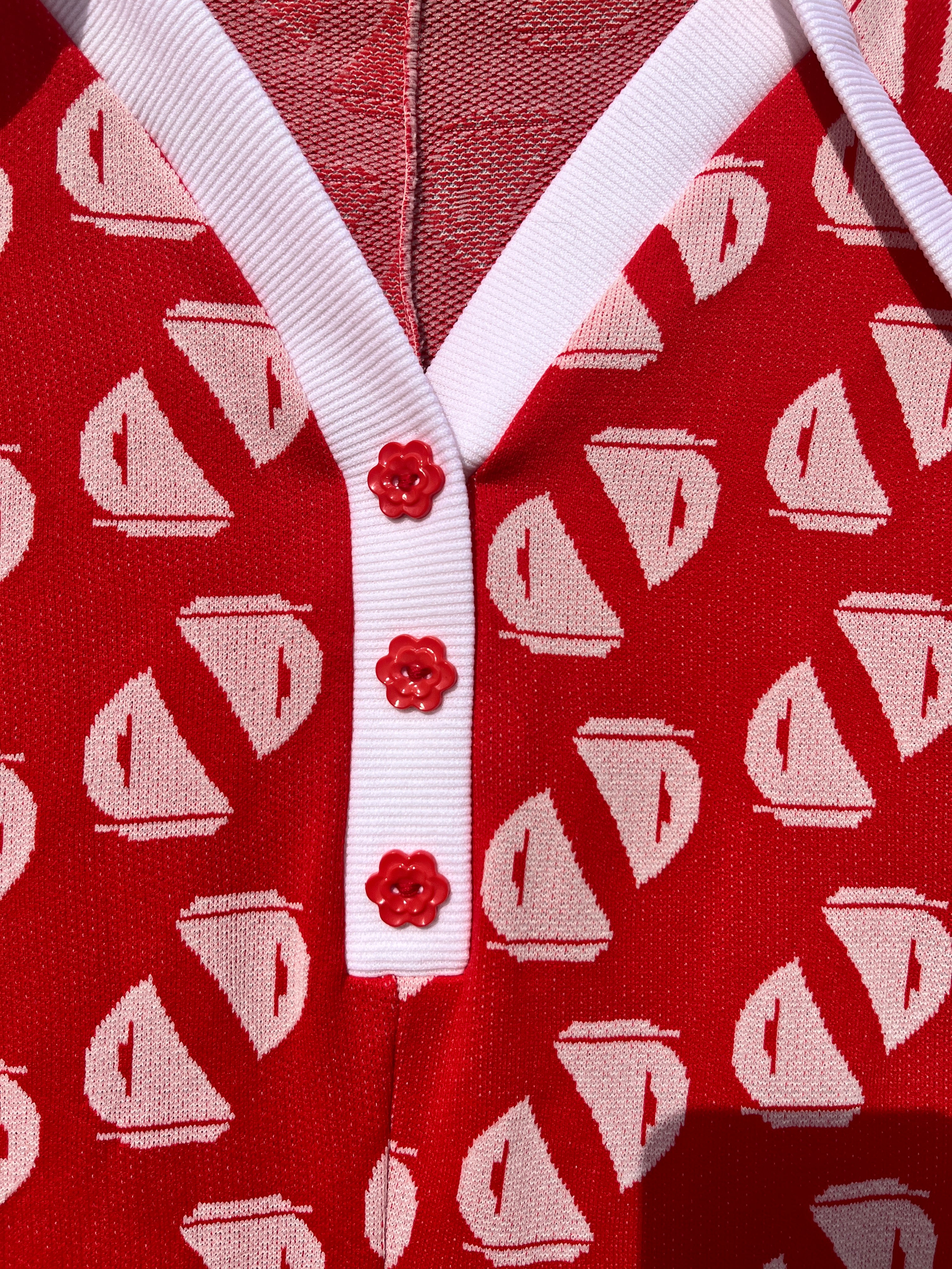 Vintage Red sail boat print mini dress with matching bloomers set