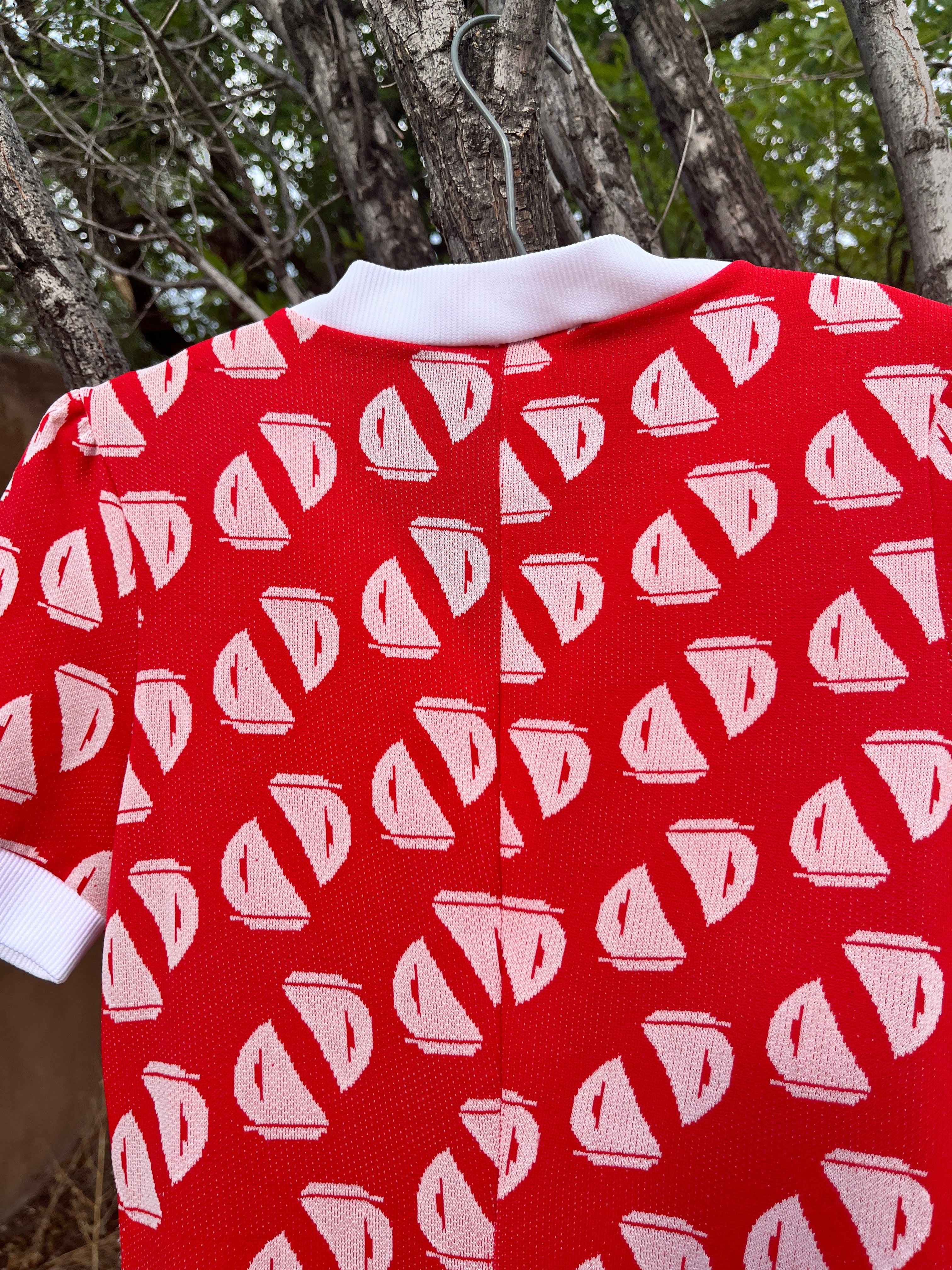 Vintage Red sail boat print mini dress with matching bloomers set