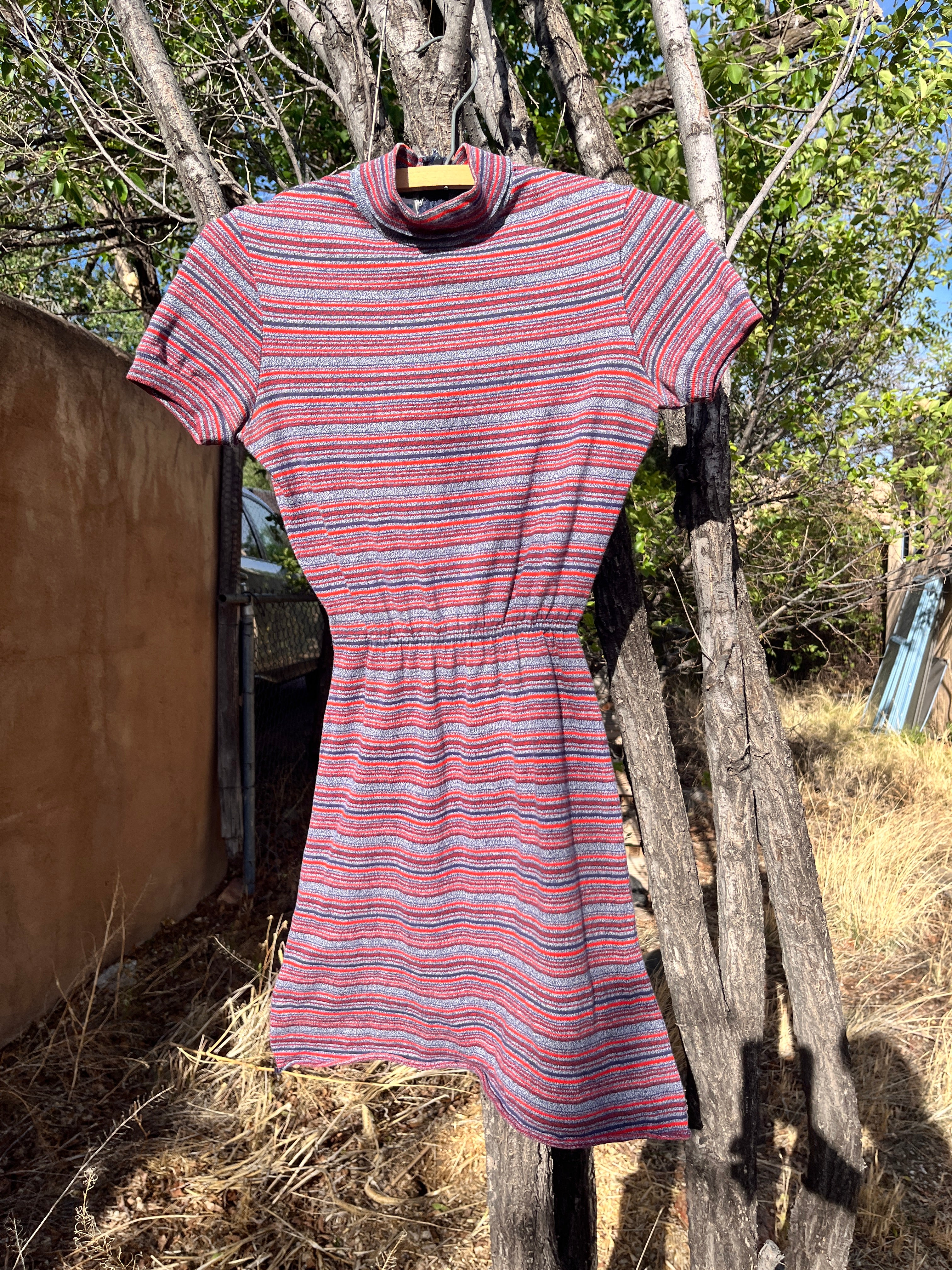 Vintage striped mock neck minidress by Knitique