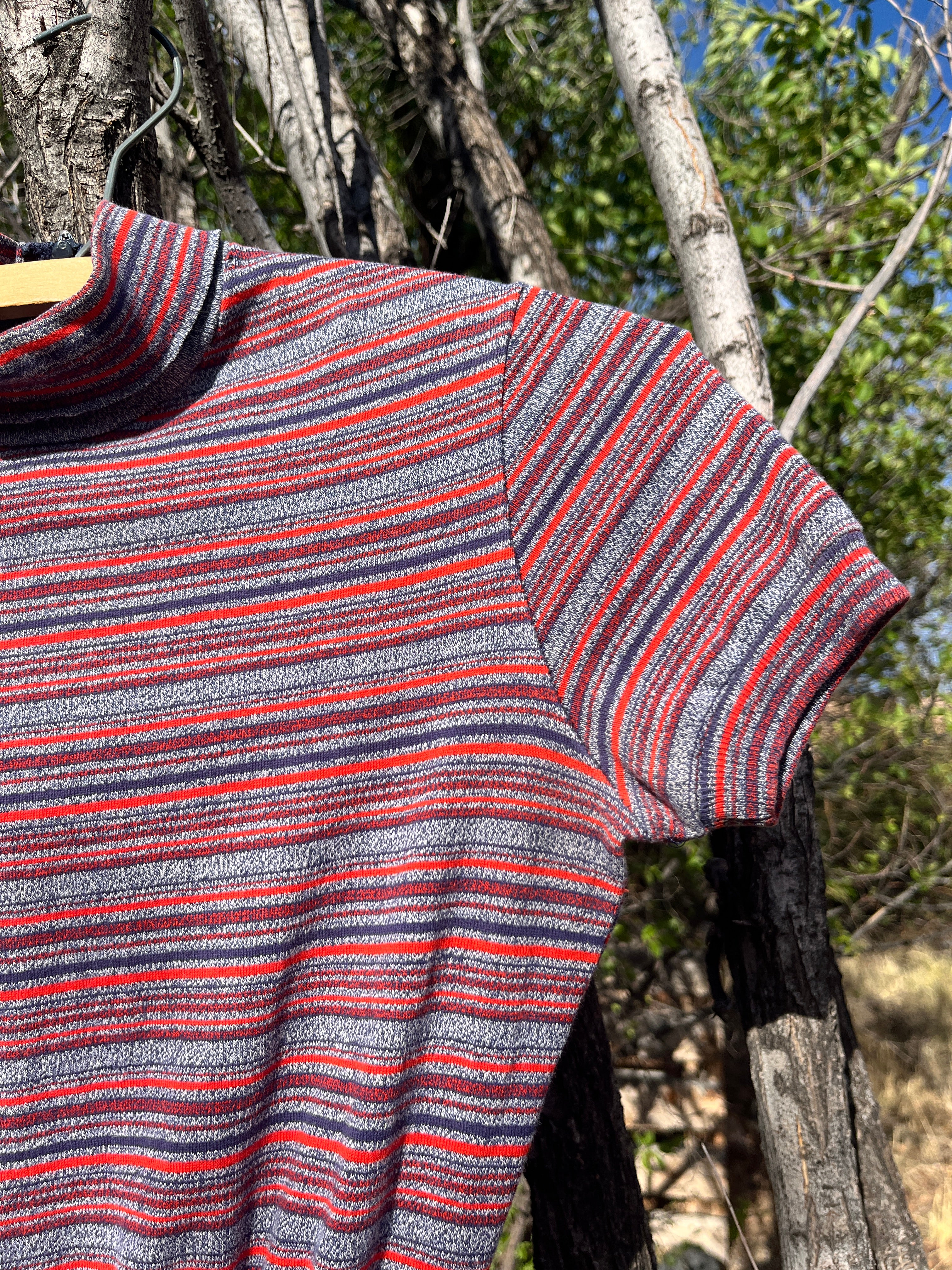 Vintage striped mock neck minidress by Knitique