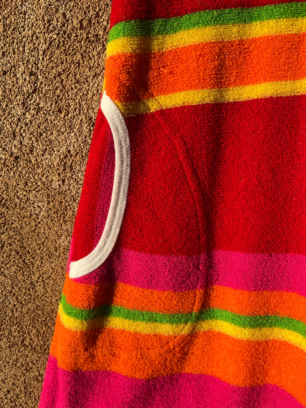 Vintage Rainbow Striped hooded terry cloth dress by Next Concept